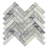 Calacatta Bluette Marble Honated Herringbone Mosaic Tile