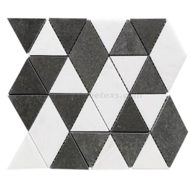 Thassos и Andesite Marble Triangle Mosaic Pile для BackSplash