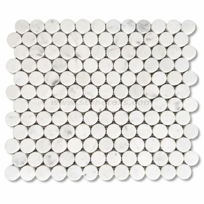 Каррарский белый мрамор 3/4-дюймовая пенни круглая мозаичная плитка